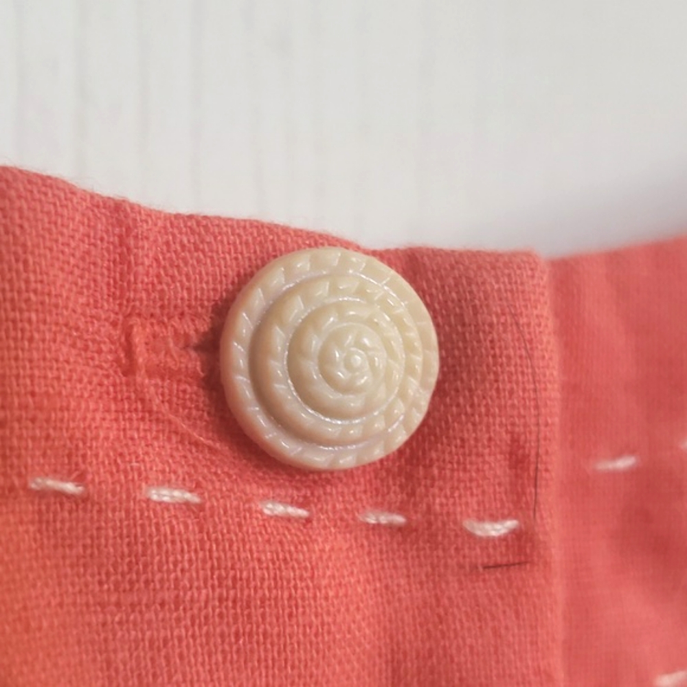 Anthropologie Floreat Embroidered Linen Blend Tank Top Coral Orange Scoop Neck S - Picture 11 of 16